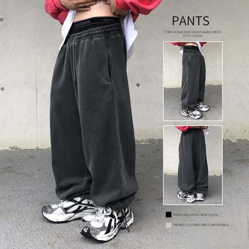 束脚水洗做旧裤男冬季潮流