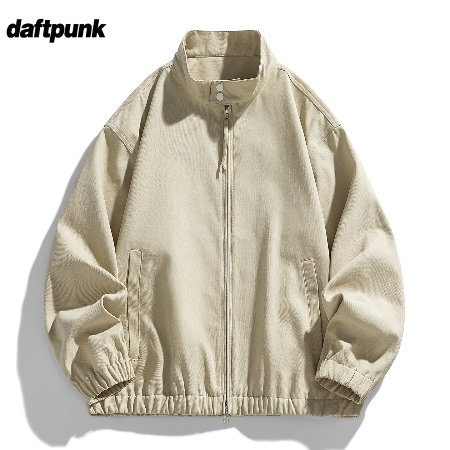 美式复古杏色立领廓形工装夹克