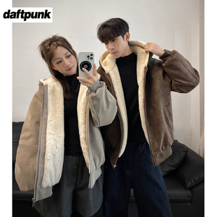 冬季座山雕连帽加绒夹克棉服拉链加厚保暖扎染皮棉衣男女过冬外套