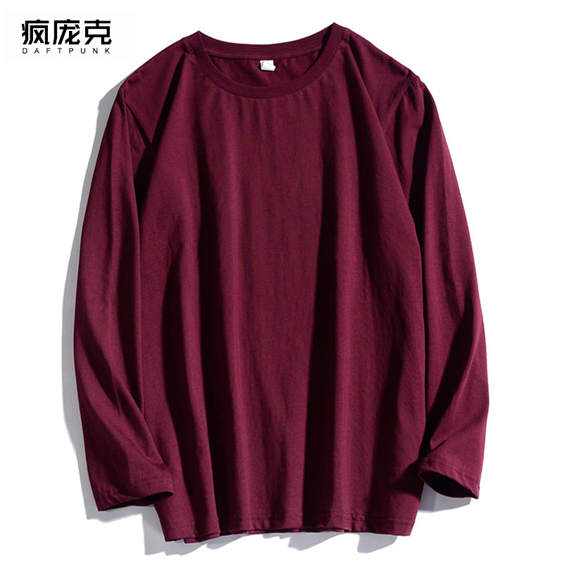 ulzzang酒红色cec超火长袖t恤