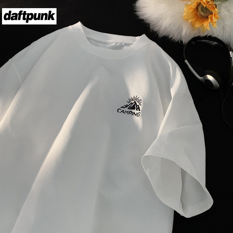 原创自制字母刺绣短袖情侣体恤