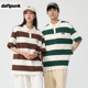 t恤潮 男女夏透气宽松休闲翻领打底衫 重磅250g日系条纹POLO衫 短袖