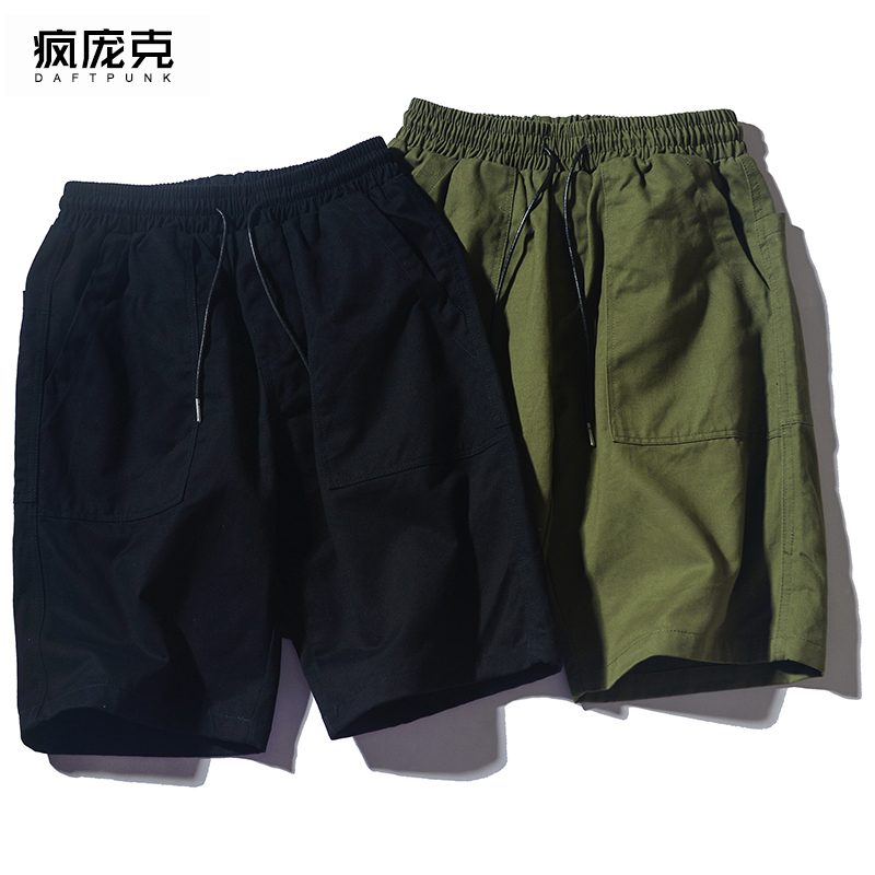 2019日系复古工装短裤男夏季纯棉裤子潮流港风休闲运动五分裤宽松有赠品