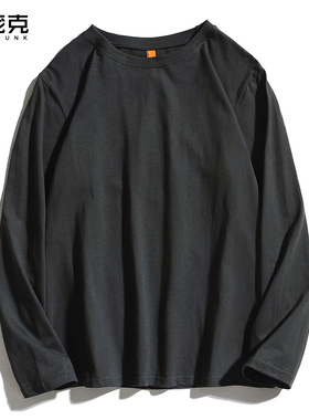 长袖T恤男春秋新款宽松潮流纯色打底衫内搭衣服男装休闲上衣圆领