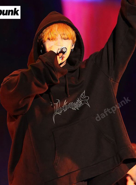 GD权志龙同款暗黑哥特字母连帽卫衣bigbang学生宽松情侣外套男女