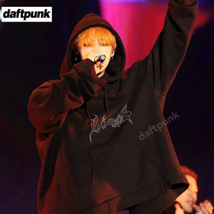 GD权志龙同款 暗黑哥特字母连帽卫衣bigbang学生宽松情侣外套男女