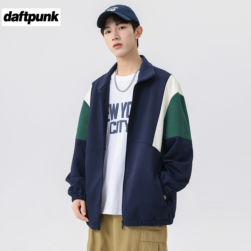 2023新款夹克外套男宽松拼接撞色