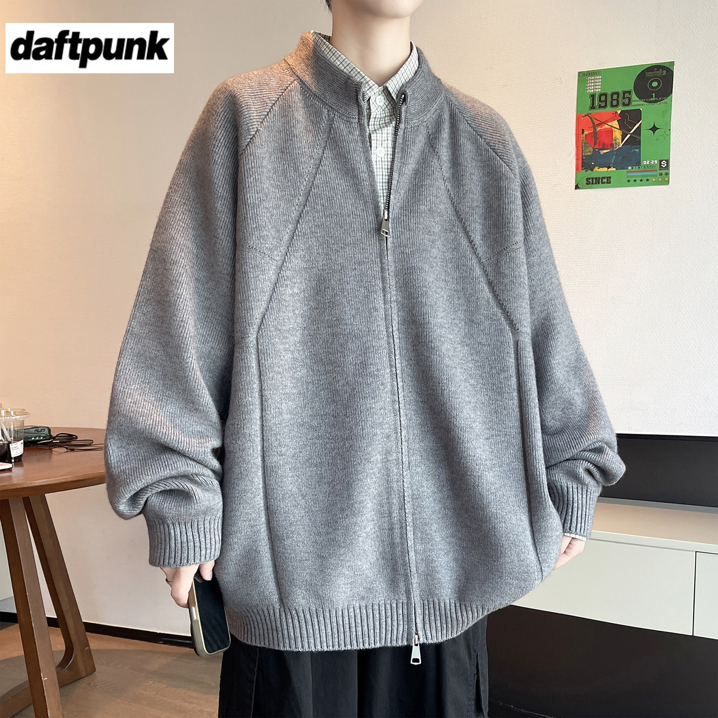 重磅慵懒风针织开衫男女拉链毛衣