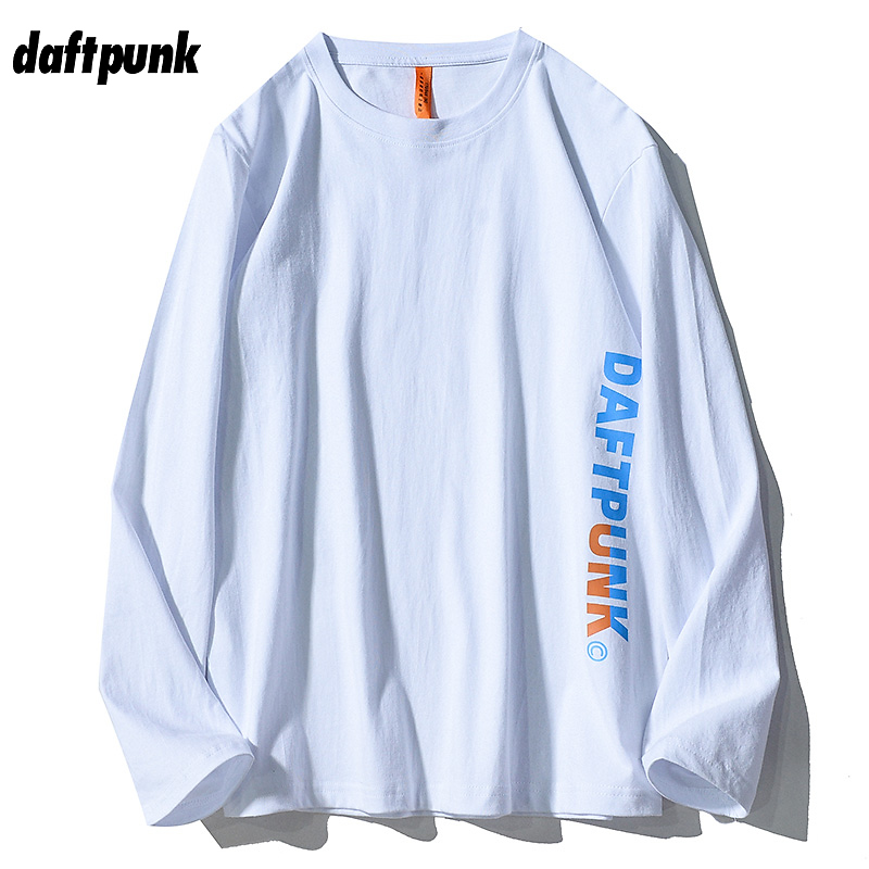 秋季简约字母印花长袖T恤纯棉