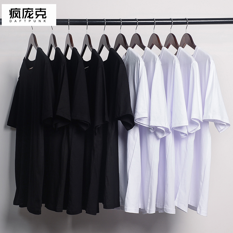 重磅纯棉纯色短袖t恤白色纯黑