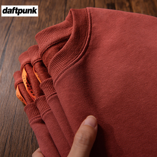 T恤外套男装 秋季 辣酱红300g重磅圆领纯色卫衣男潮牌情侣宽松长袖