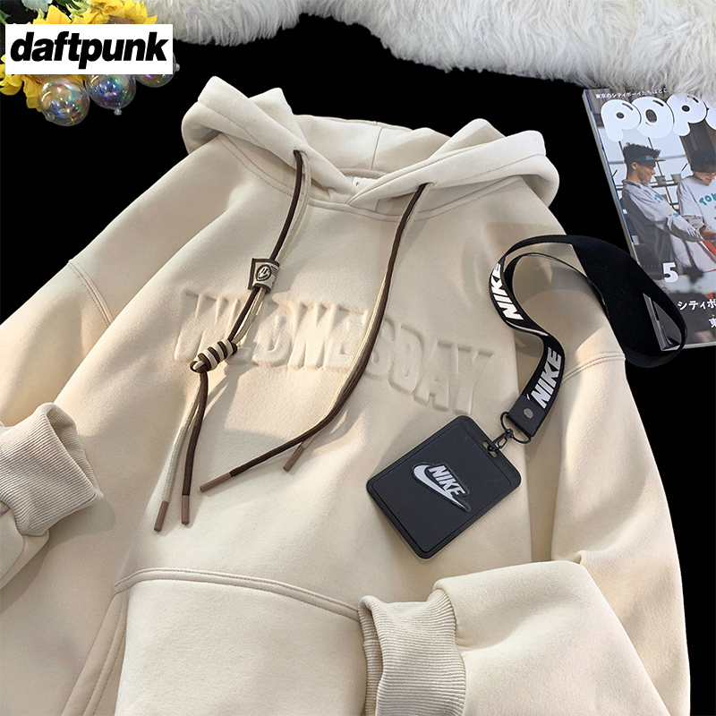 daftPunk/疯庞克卫衣女秋冬季2023年潮牌ins高街加绒连帽外套大码