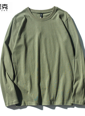 纯棉男女军绿色t恤秋季新款宽松韩版冬季长袖上衣学生情侣打底衫
