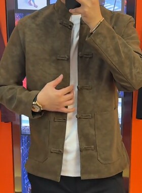 【现货】D-040春秋新款男士休闲夹克唐装立领盘扣复古中式外套