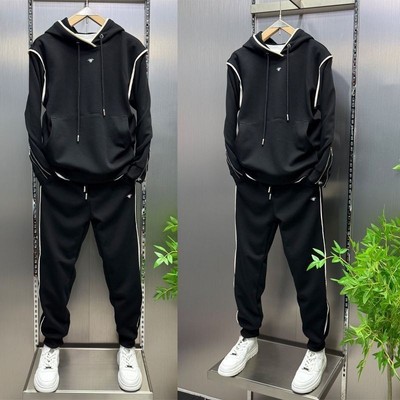 【现货】2639秋冬新款简约时尚个性设计感拉链连帽卫衣卫裤两件套