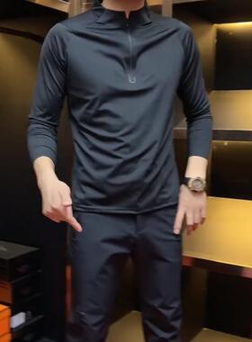 68096男士半拉链套头长袖小衫长袖立领休闲透气轻薄上衣百搭潮