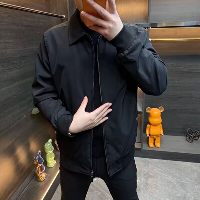 极简风翻领夹克男修身