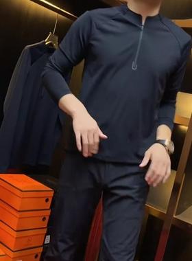 68096男士半拉链套头长袖小衫长袖立领休闲透气轻薄上衣百搭潮