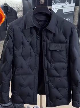 【现货】7523常规款白鸭绒夹克翻领商务休闲外穿保暖商务休闲黑色