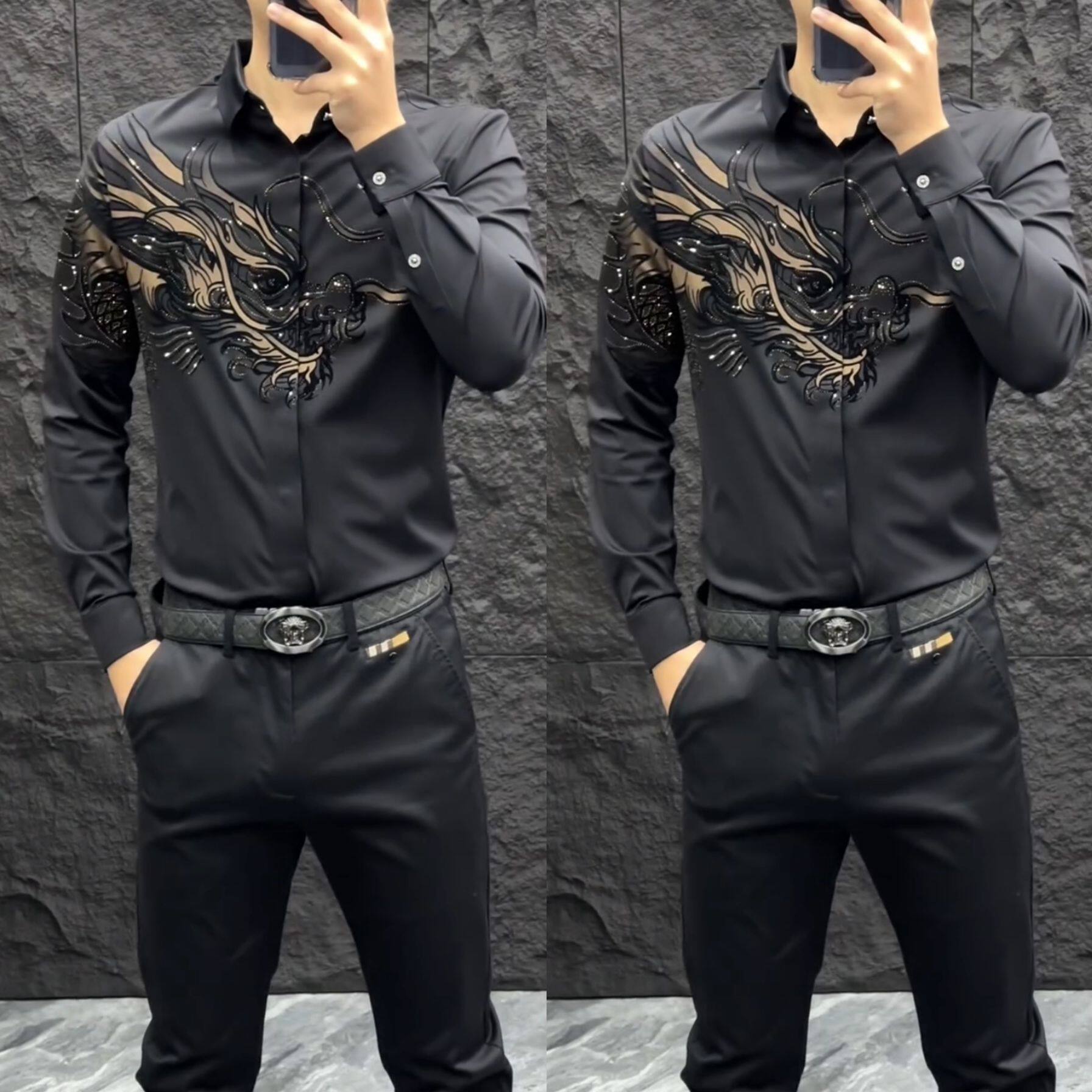 【现货】2086新款衬衫男士潮流时尚休闲男百搭长袖衬衣修身舒适