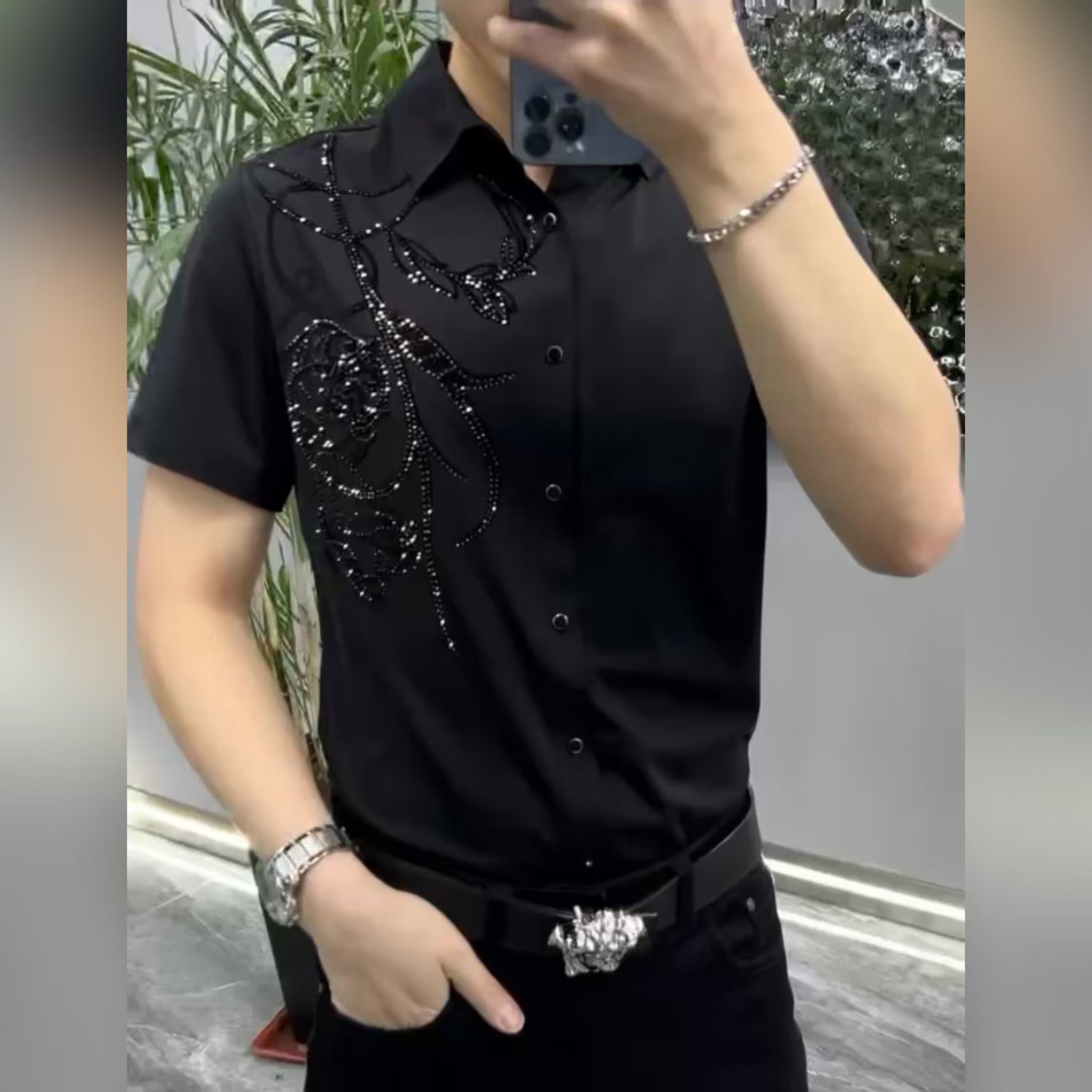 【现货】2081男士夏季新款衬衫短袖时尚高端帅气修身休闲舒适潮流