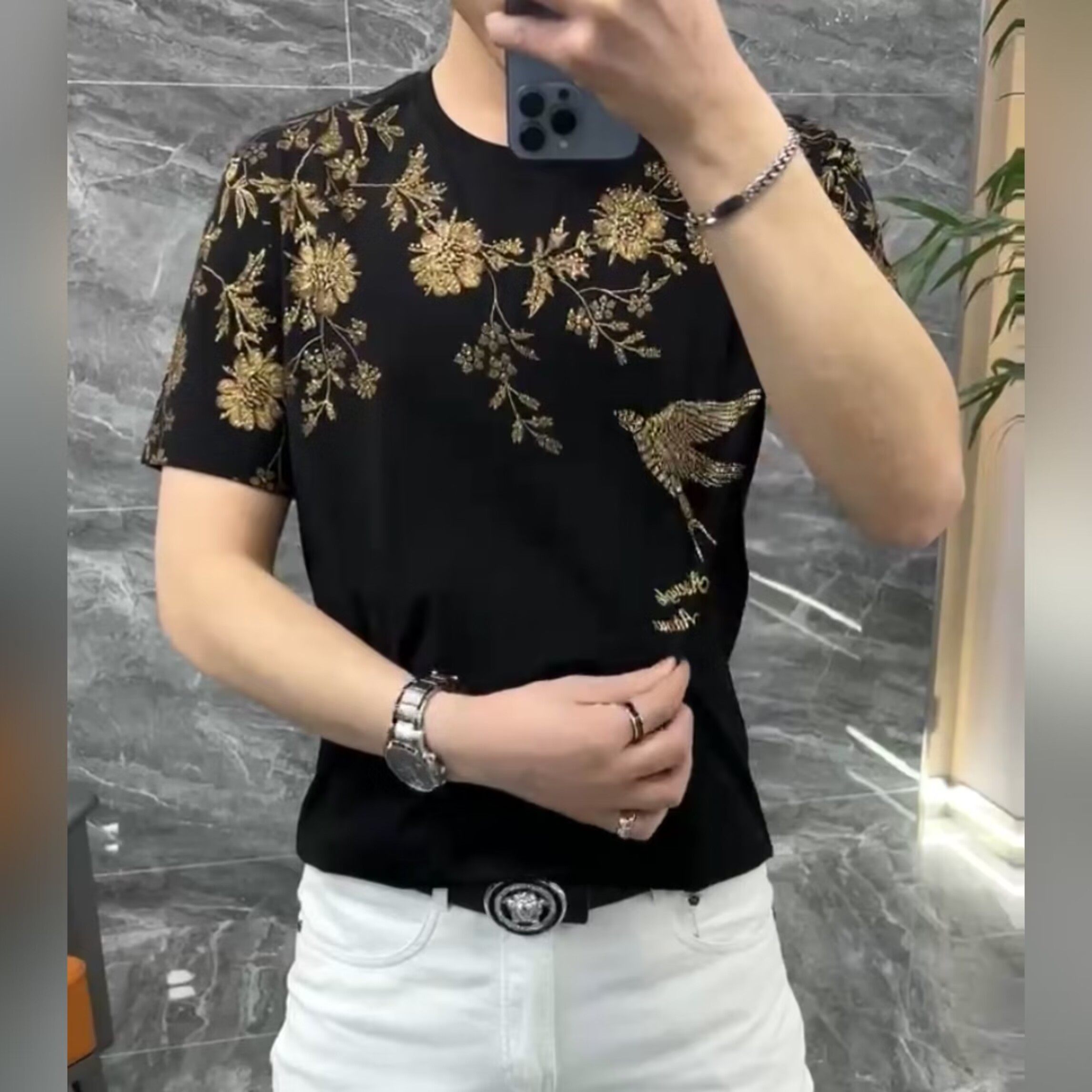 （现货）男士夏季新款柔软弹力透气短袖高级感休闲时尚舒适百搭T