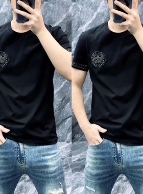 【现货】68082男士夏季新品薄款短袖圆领弹力透气半袖修身时尚T恤