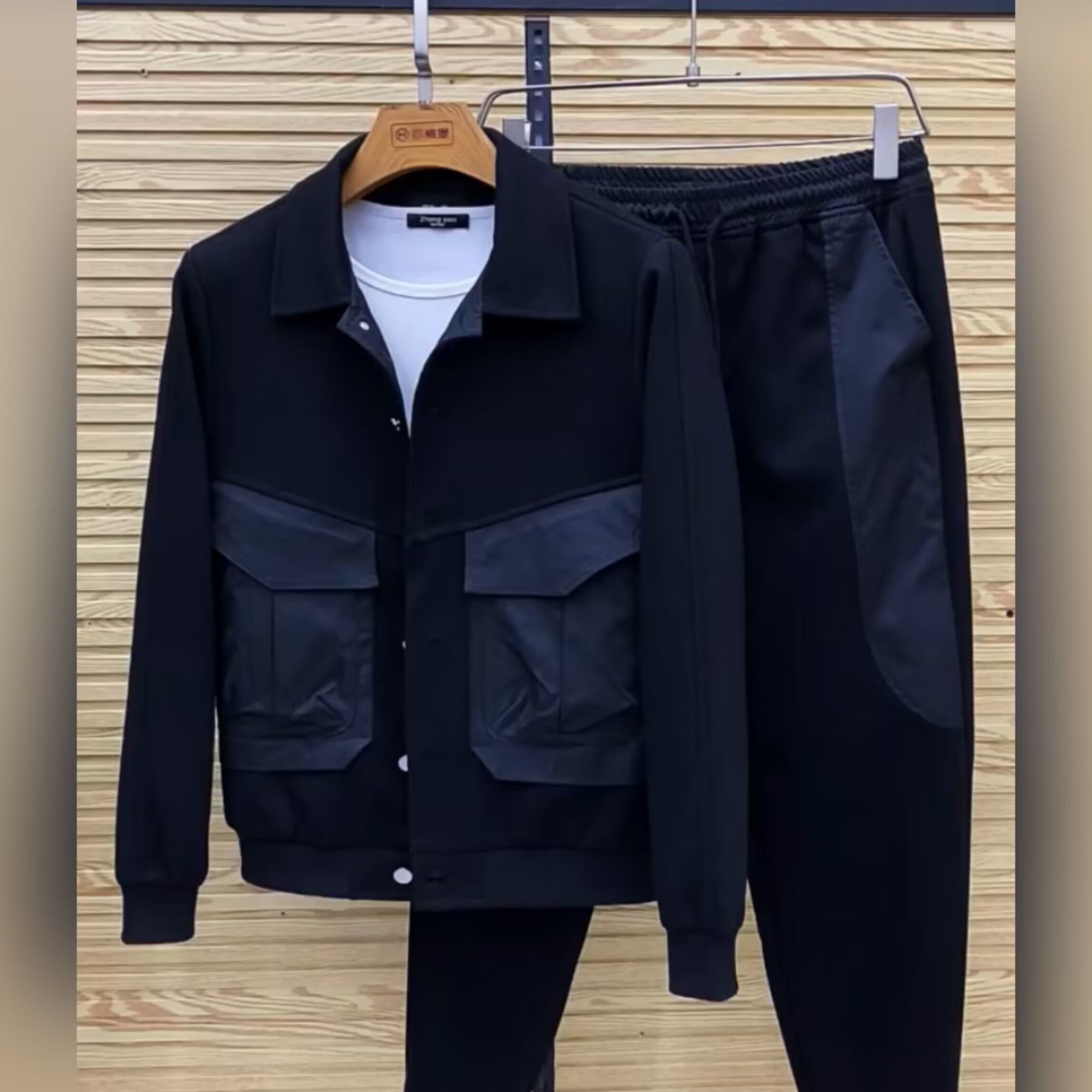 （现货）2287男士春夏季休闲工装两件套时尚舒适帅气修身套装