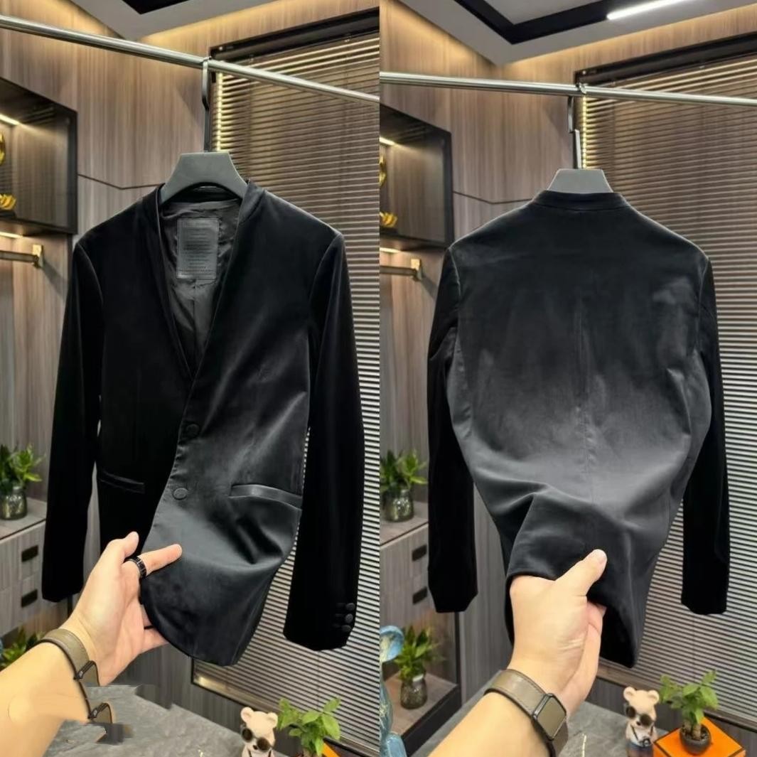 【现货】1689新款休闲外套金丝绒轻奢西服上衣百搭男士时尚潮流