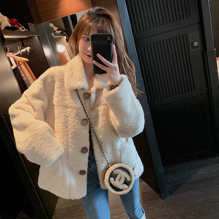 羊羔毛外套女秋冬天小个子羊羔绒外衣服短款学生时尚加厚保暖上衣