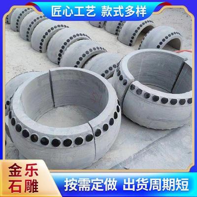 青石仿古石柱墩包柱石 寺庙园林装饰用底座花岗岩石柱墩柱基石