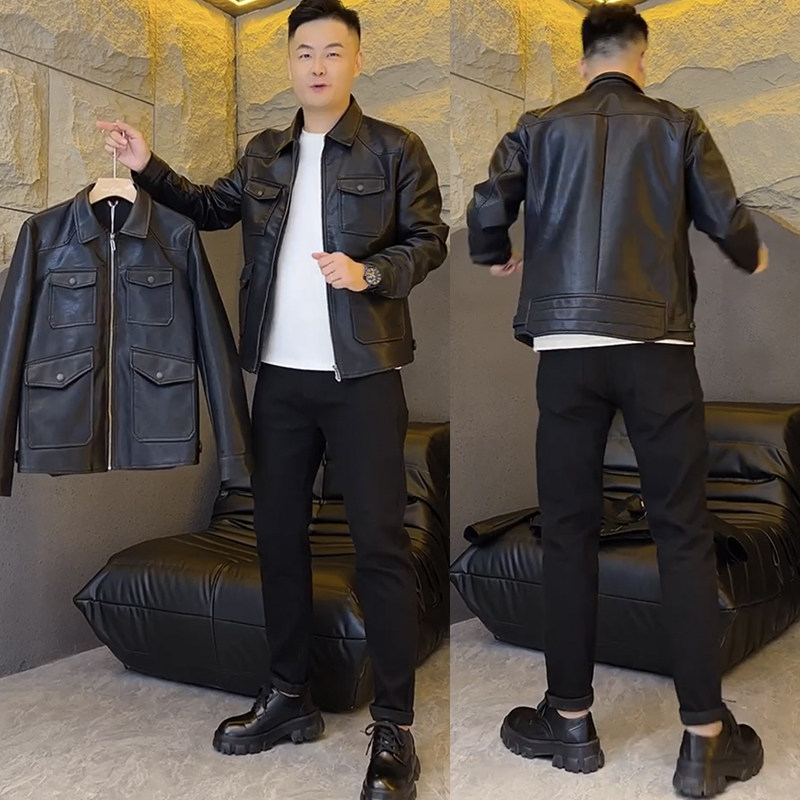 男士高档PU外套时尚百搭机车衣