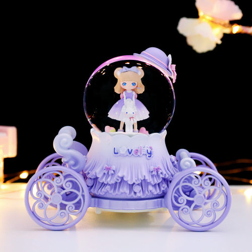 卡通洛丽塔女孩马车灯飘雪音乐彩