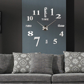 免打孔钟表挂钟欧式 简约3D立体静音大时钟客厅装 饰墙贴时钟简约钟