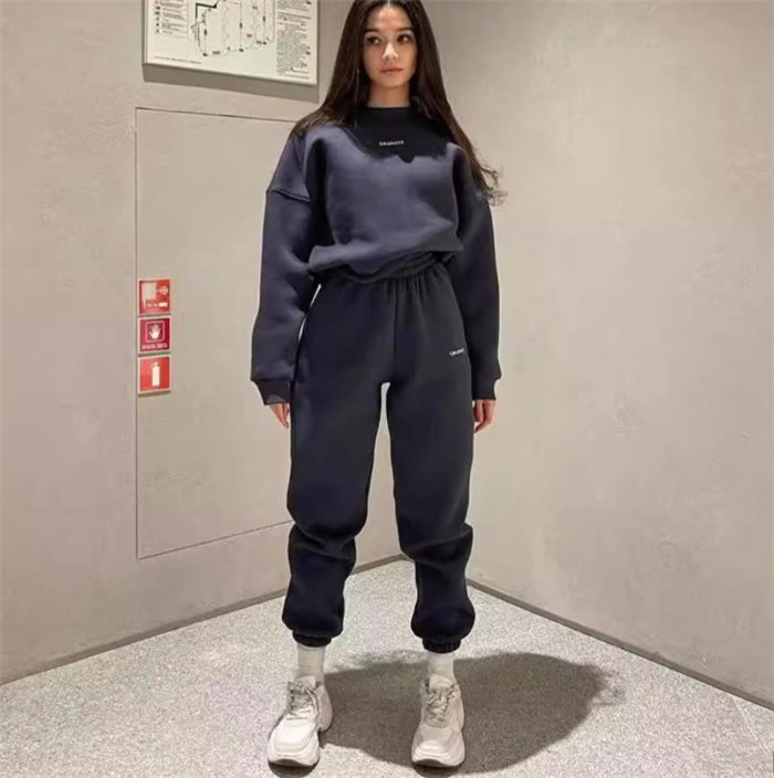 유럽과 미국의 캐주얼 스포츠 운동복 바지 여성용 풀오버 바지 세트 TRACKSUIT WOMEN
