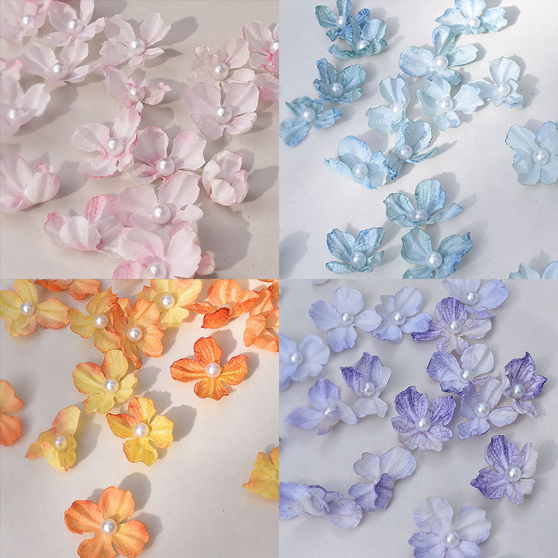痛包diy材料橘色紫色粉色蓝色仿真花瓣焦边绣球花片 手工diy古风图片