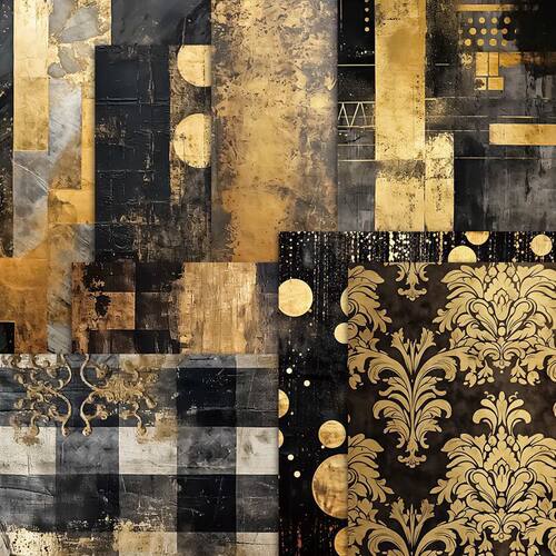 痛包背景纸 junk journal 艺术垃圾杂志自制手黑金欧式复古DIY