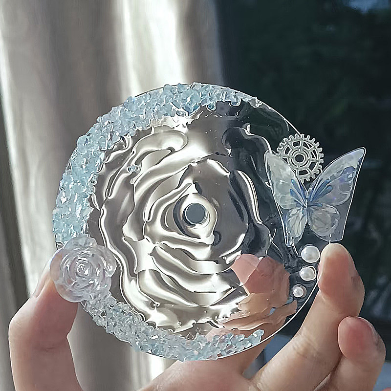 谷美吧唧托痛包58mm75mm痛包diy材料高颜值磁吸水波纹浅蓝吧唧托图片