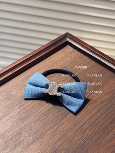 【兰LANLAN】独树一帜～法式复古牛仔蝴蝶结发绳轻奢重工发饰