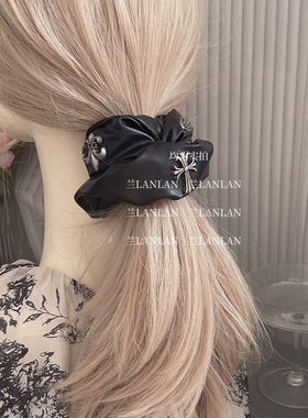 【兰LANLAN】皮质大号大肠做旧风格朋克十字鸢尾发圈发绳