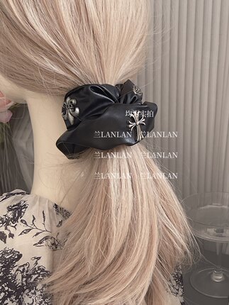 【兰LANLAN】皮质大号大肠做旧风格朋克十字鸢尾发圈发绳