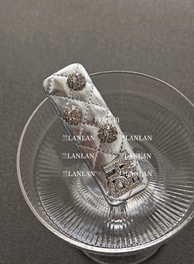 【兰LANLAN】未来的少女闪银色皮质菱格面包夹bb夹一字夹百搭发夹