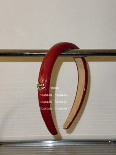 【兰LANLAN】被驯服的落日~红色亮光皮质发箍气质百搭压发发饰女