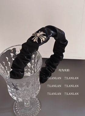 【兰LANLAN】大肠褶皱朋克做旧十字宽边高颅顶发箍