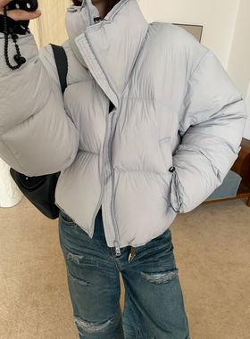 DMW十三行正品肯豆风泡芙蓬松厚款抽绳90白鸭绒羽绒长袖立领外套