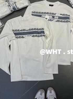 WH JIA冬季时髦美式字母印花磨毛加绒长袖T恤女百搭宽松厚款上衣