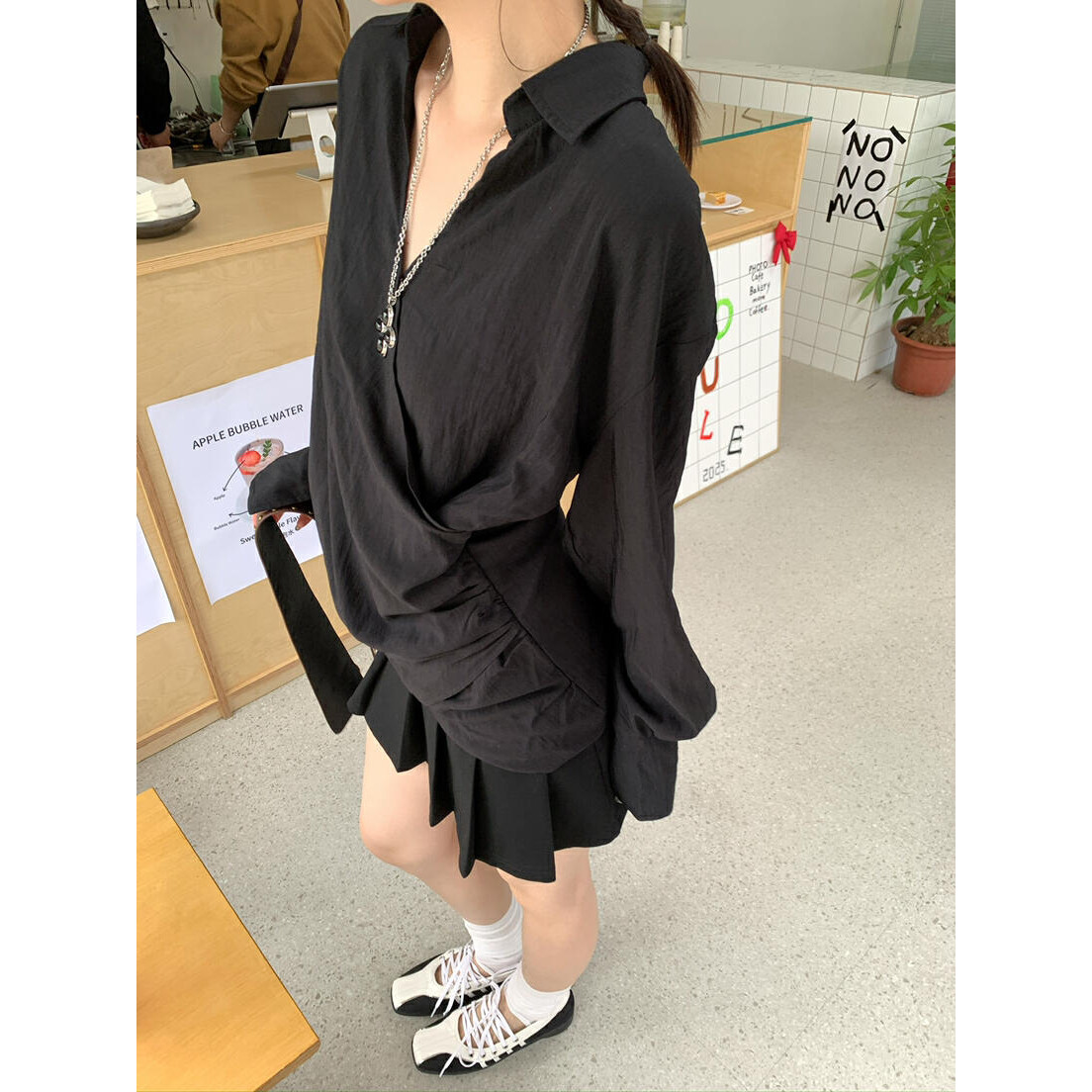 韩版淑女净版百褶高腰半身裙