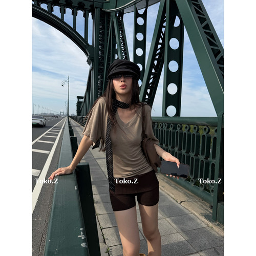 辣妹针织翻边显瘦休闲短裤女