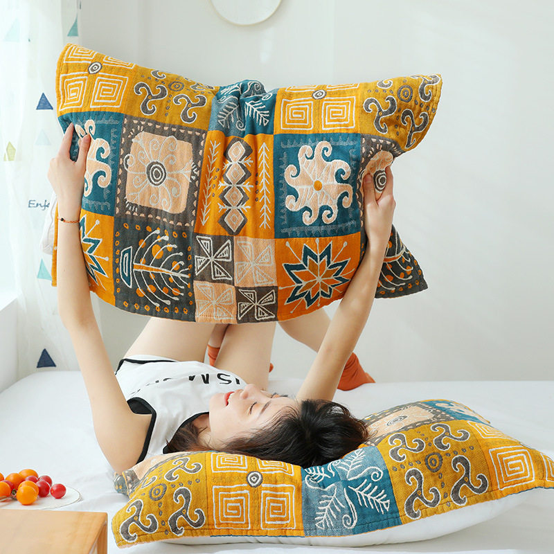 如奕2025新款纱布枕巾纯棉高档全棉夏季防滑不脱落吸汗透气一对装