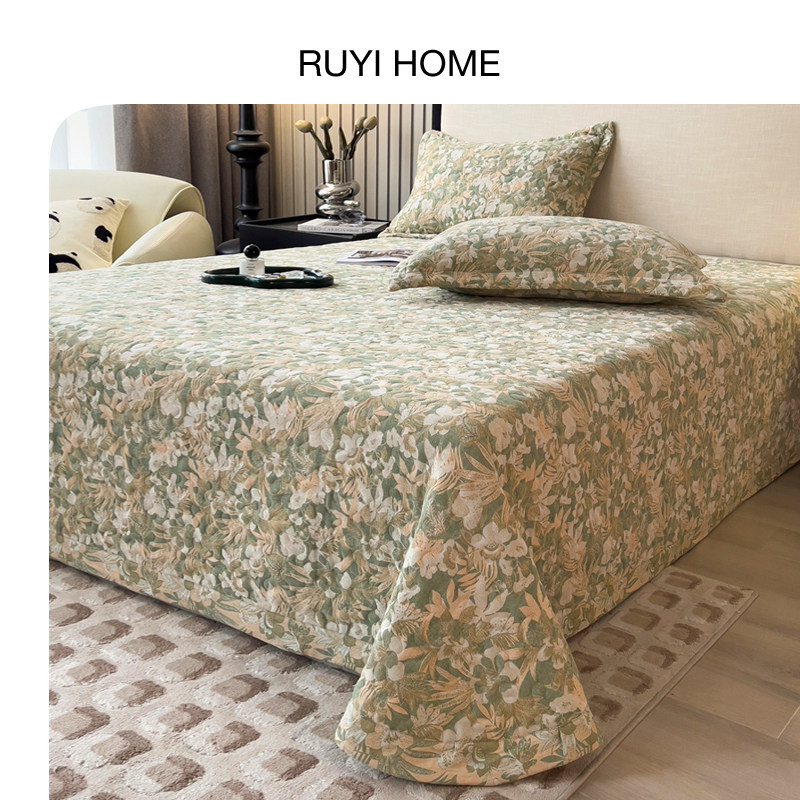 如奕双层纱床盖三件套轻奢高级感榻榻米不跑床绗缝被新款四季通用,床上用品,床盖,淘宝优惠券,粉丝福利购,淘宝优惠卷